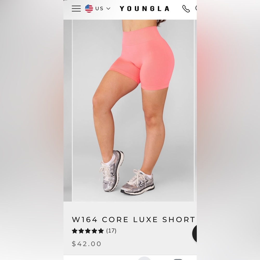 YoungLA Core Luxe High-Waist Bike Shorts - Coral